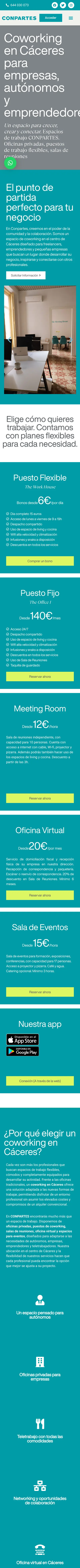 Sitio de Conpartes en el celular