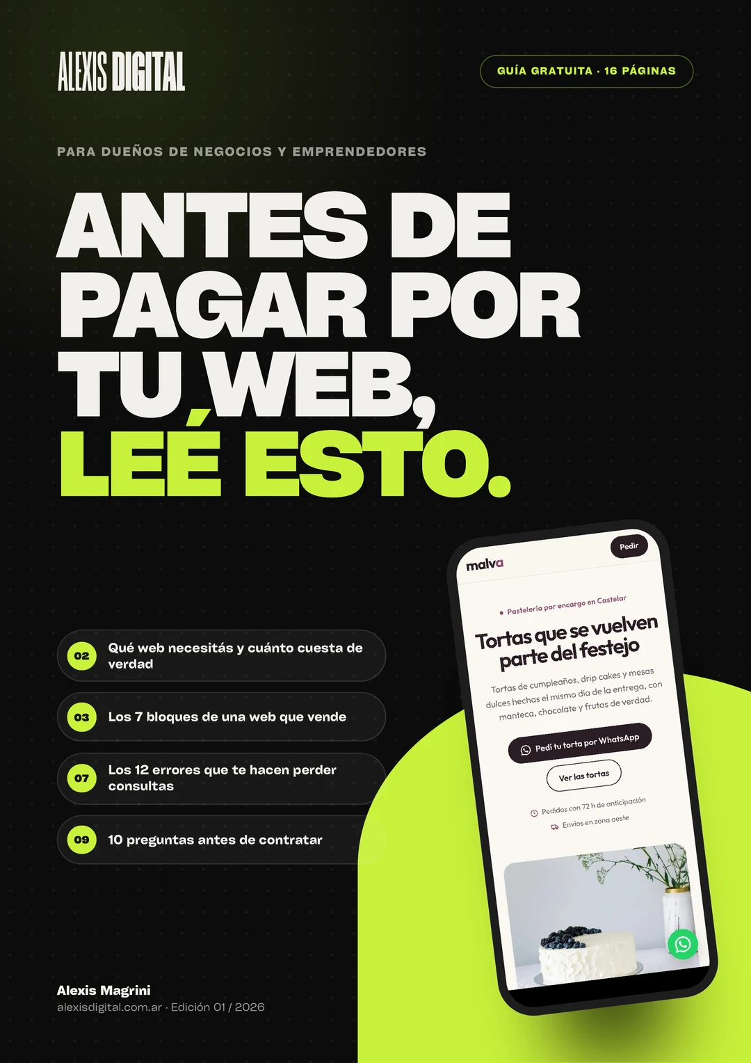 Tapa de la guía «Antes de pagar por tu web, leé esto»