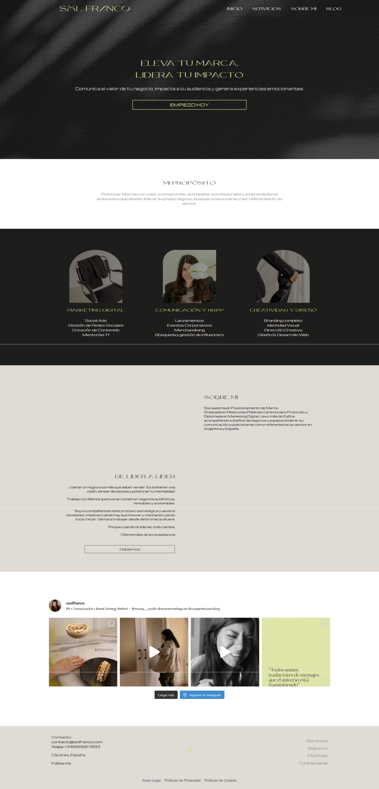 Sol Franco — landing page de marca personal