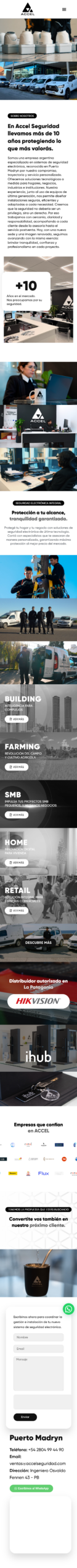 Vista mobile del sitio de Accel Seguridad