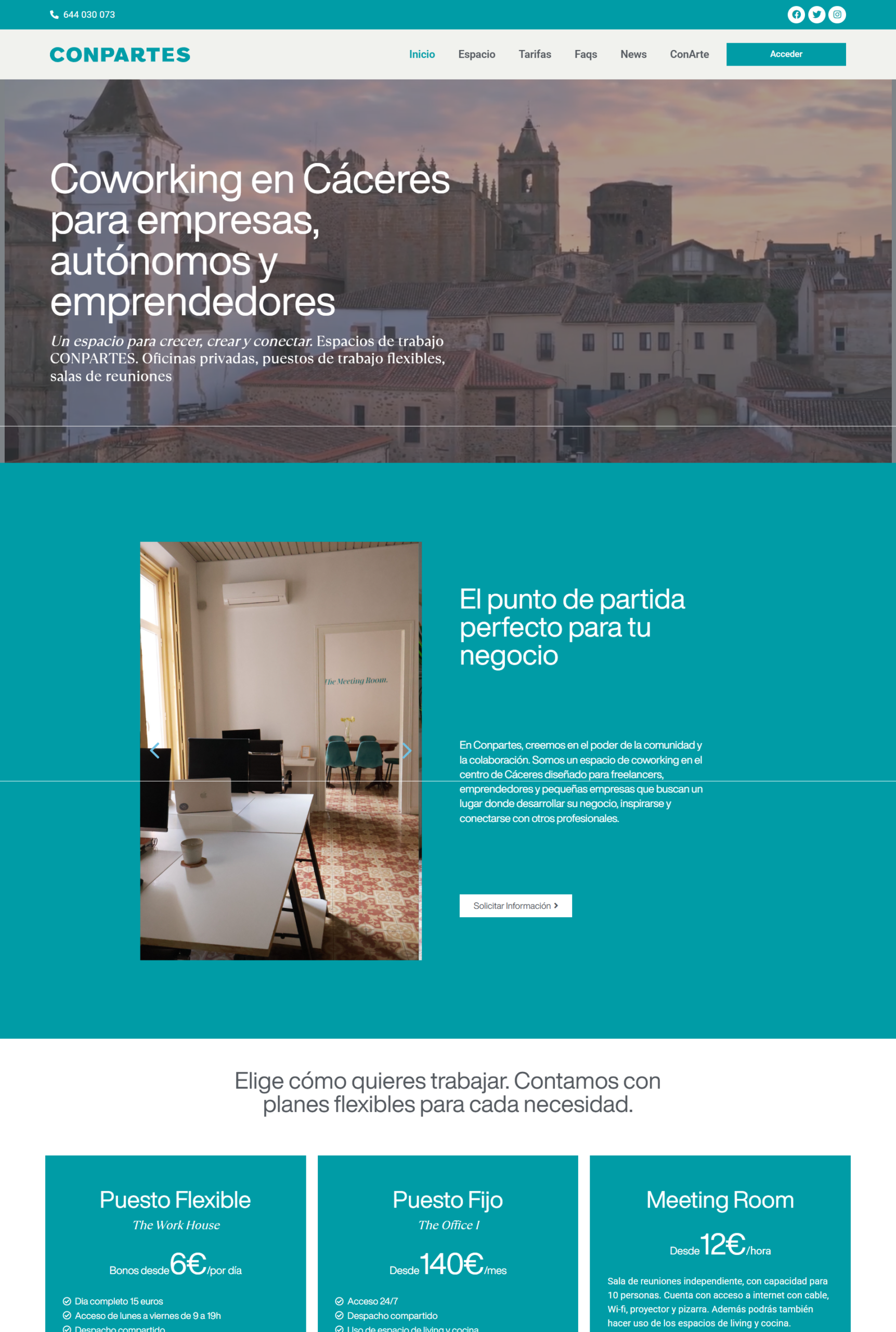 Conpartes, Web profesional · Coworking